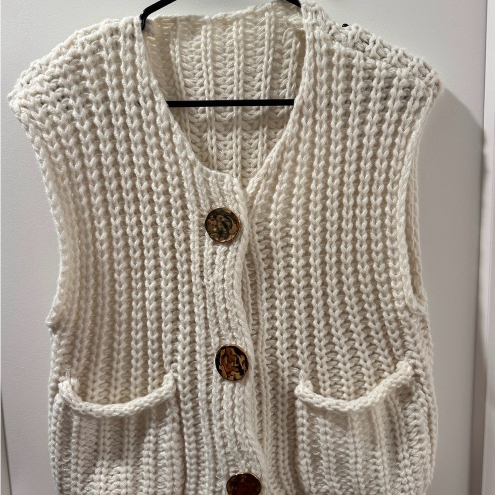 Cozy Knit Button-Front Sweater Vest